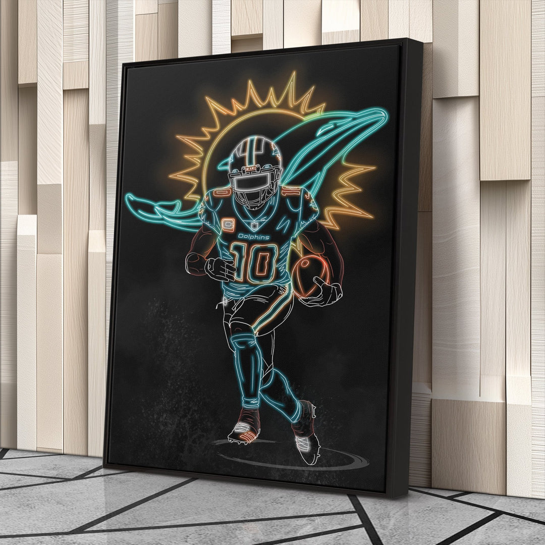 Tyreek Hill Neon Canvas Art | Dolphins Wall Decor - CanvasNeon