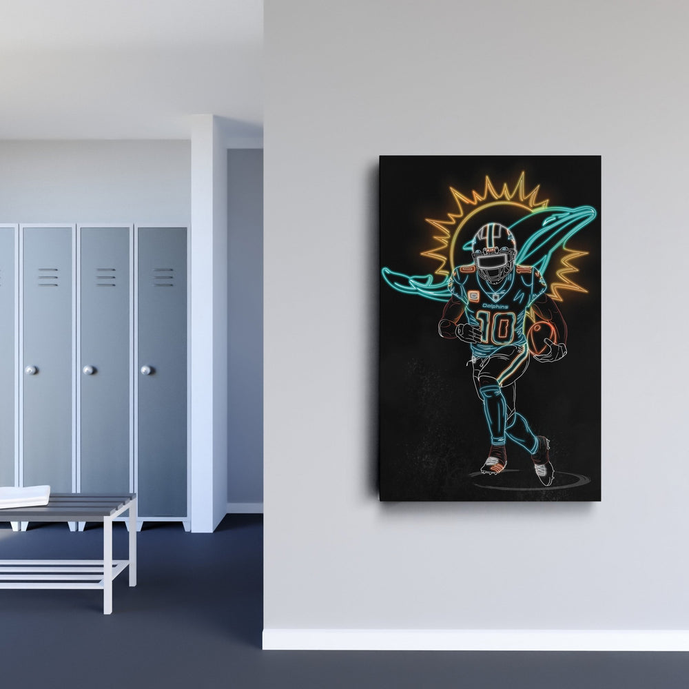 Tyreek Hill Neon Canvas Art | Dolphins Wall Decor - CanvasNeon