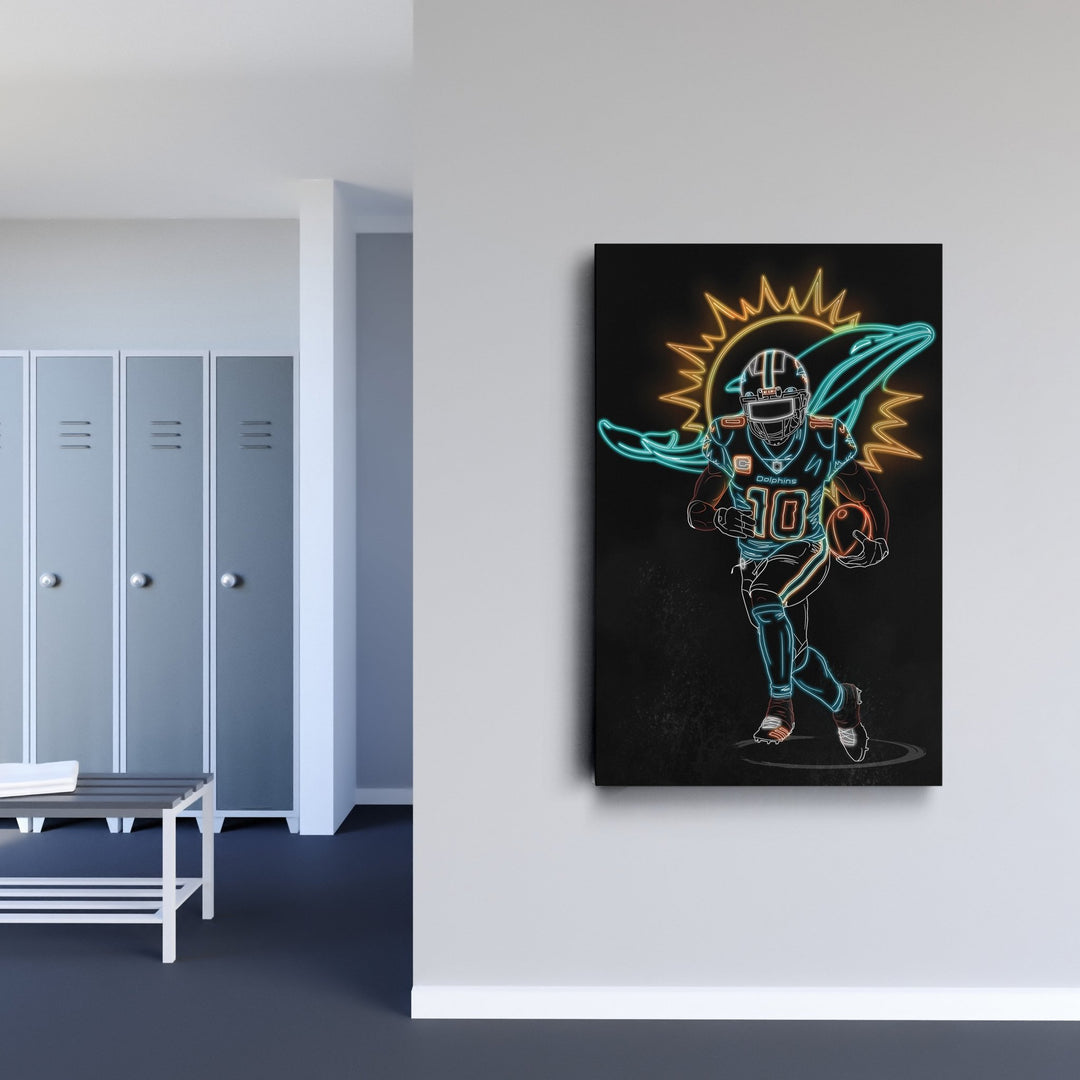 Tyreek Hill Neon Canvas Art | Dolphins Wall Decor - CanvasNeon