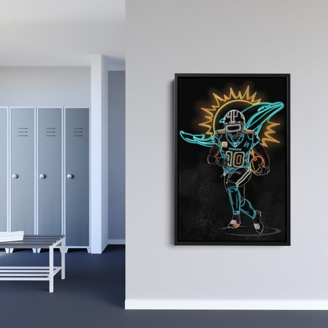 Tyreek Hill Neon Canvas Art | Dolphins Wall Decor - CanvasNeon