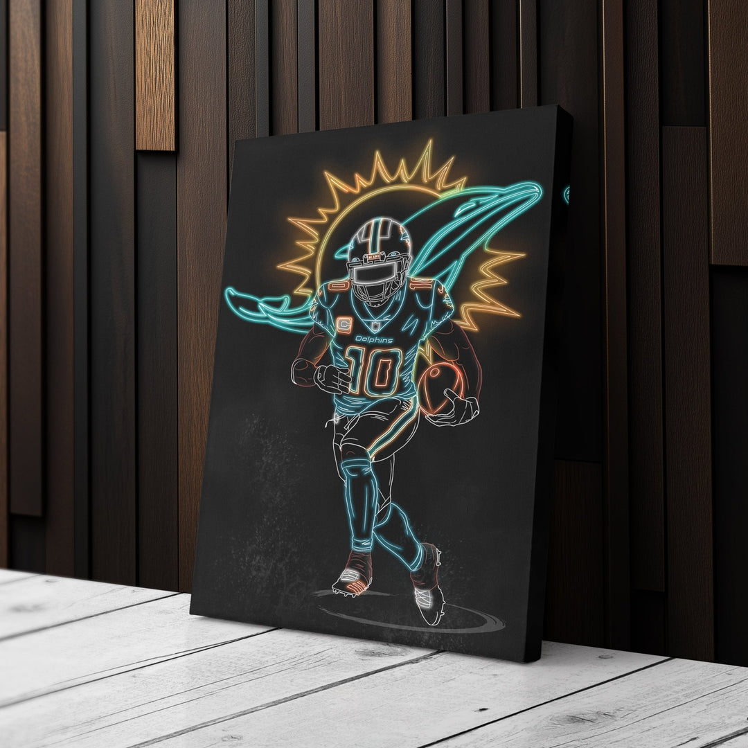 Tyreek Hill Neon Canvas Art | Dolphins Wall Decor - CanvasNeon