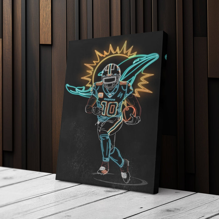 Tyreek Hill Neon Canvas Art | Dolphins Wall Decor - CanvasNeon