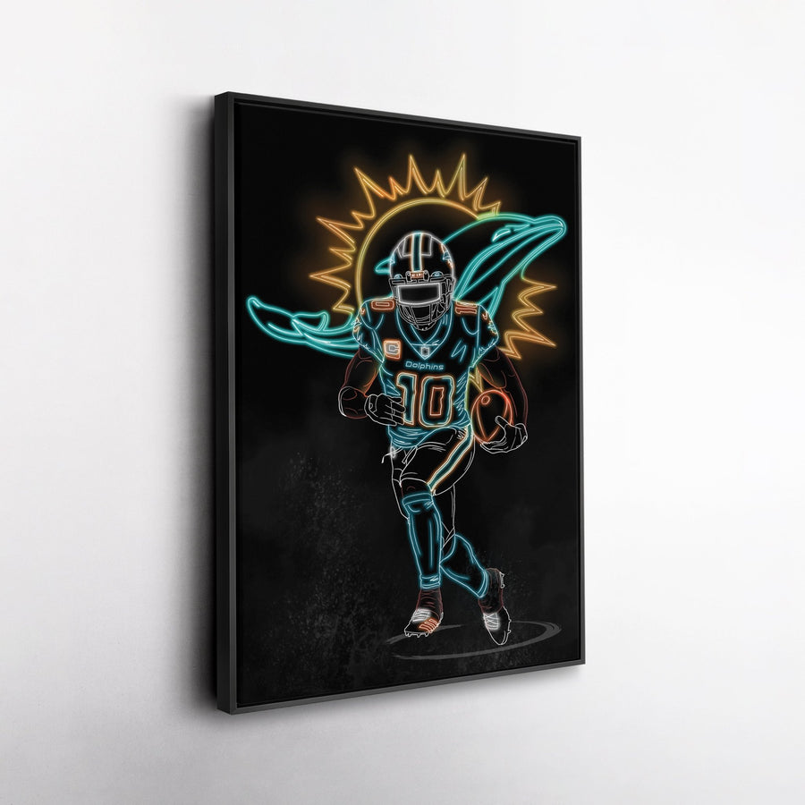 Tyreek Hill Neon Canvas Art | Dolphins Wall Decor - CanvasNeon