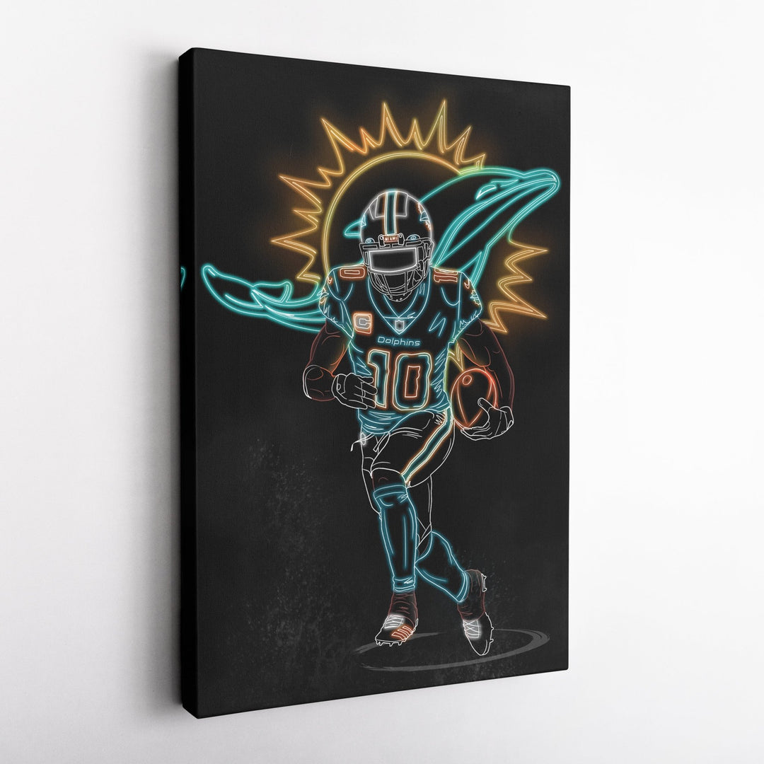 Tyreek Hill Neon Canvas Art | Dolphins Wall Decor - CanvasNeon