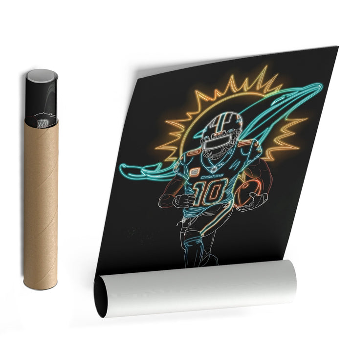 Tyreek Hill Neon Canvas Art | Dolphins Wall Decor - CanvasNeon
