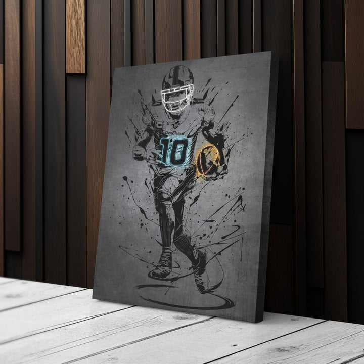Tyreek Hill Neon Canvas Art | Modern Wall Decor for Dolphins Fans - CanvasNeon