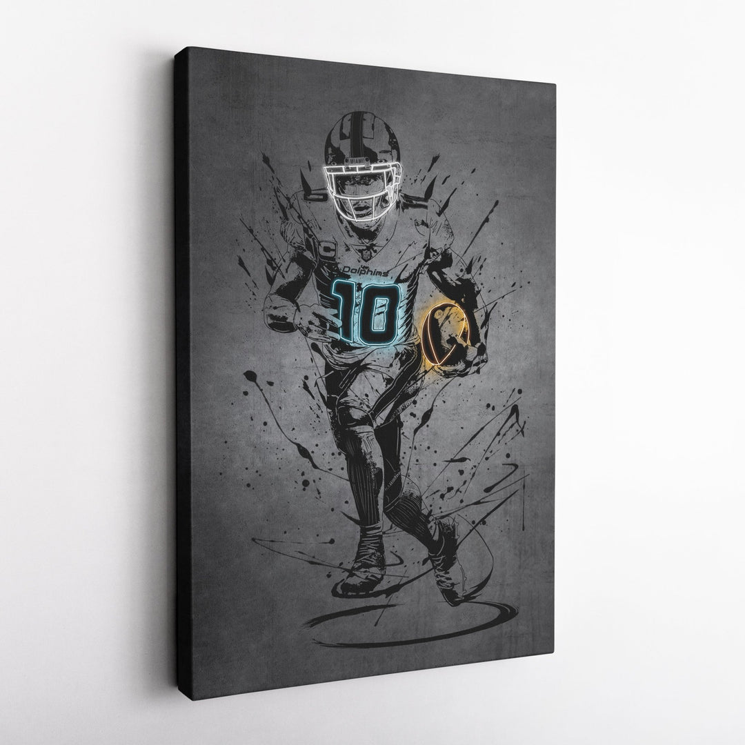 Tyreek Hill Neon Canvas Art | Modern Wall Decor for Dolphins Fans - CanvasNeon