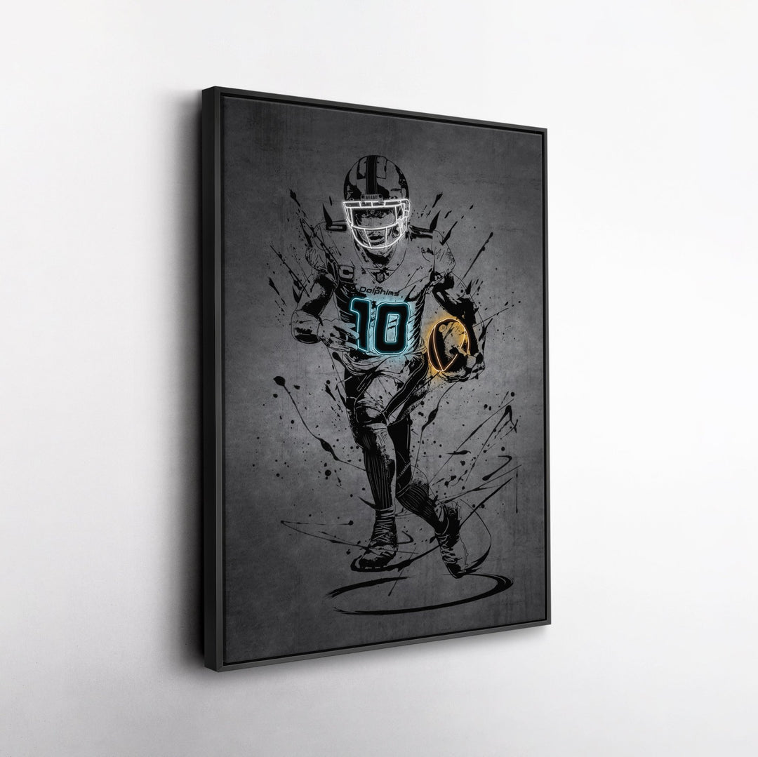 Tyreek Hill Neon Canvas Art | Modern Wall Decor for Dolphins Fans - CanvasNeon