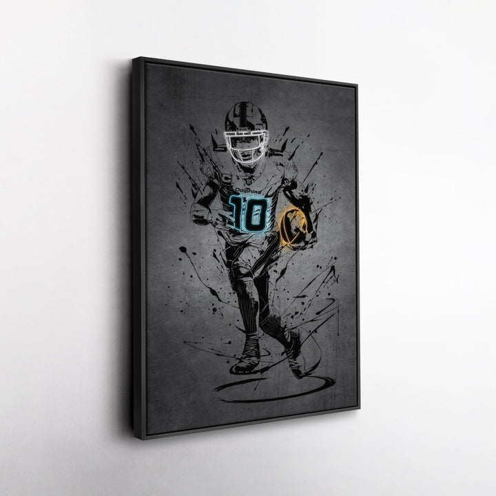 Tyreek Hill Neon Canvas Art | Modern Wall Decor for Dolphins Fans - CanvasNeon
