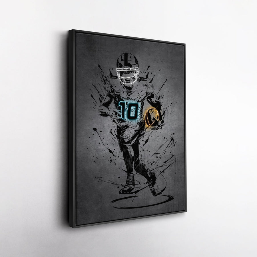 Tyreek Hill Neon Canvas Art | Modern Wall Decor for Dolphins Fans - CanvasNeon