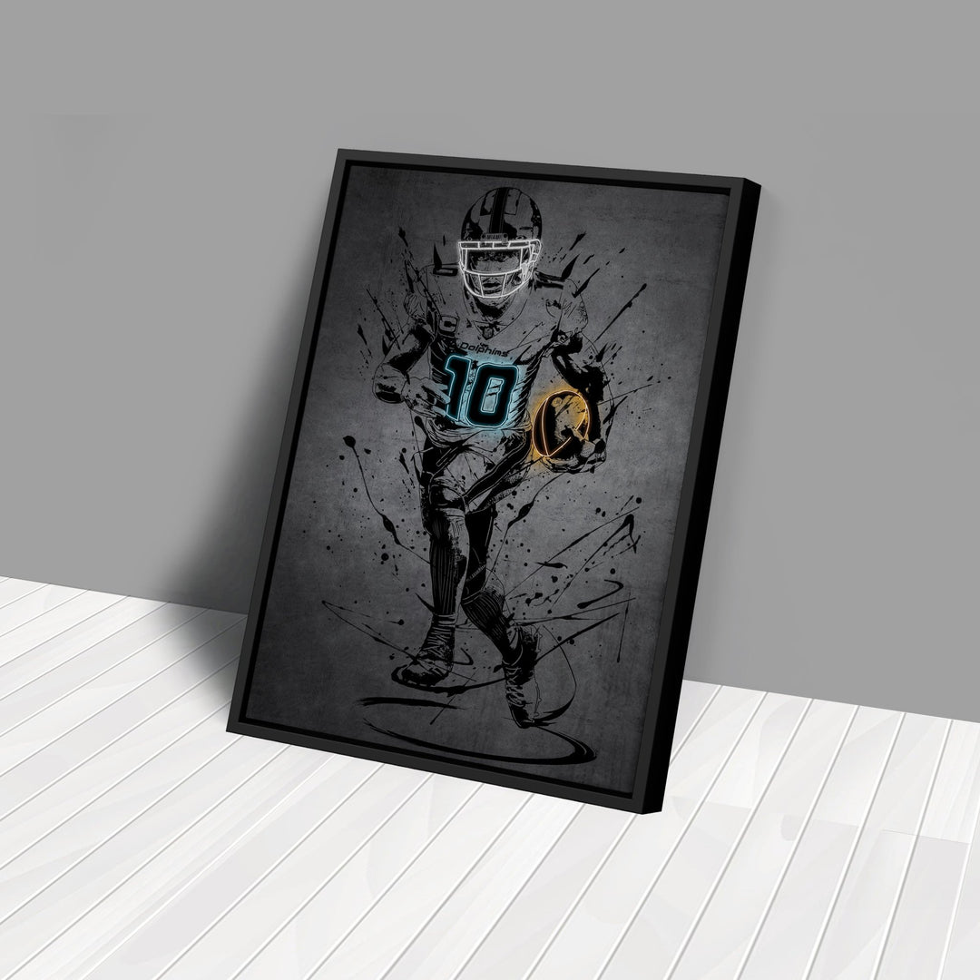 Tyreek Hill Neon Canvas Art | Modern Wall Decor for Dolphins Fans - CanvasNeon