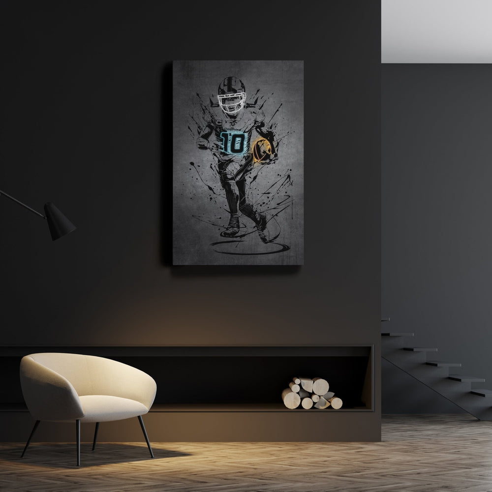Tyreek Hill Neon Canvas Art | Modern Wall Decor for Dolphins Fans - CanvasNeon
