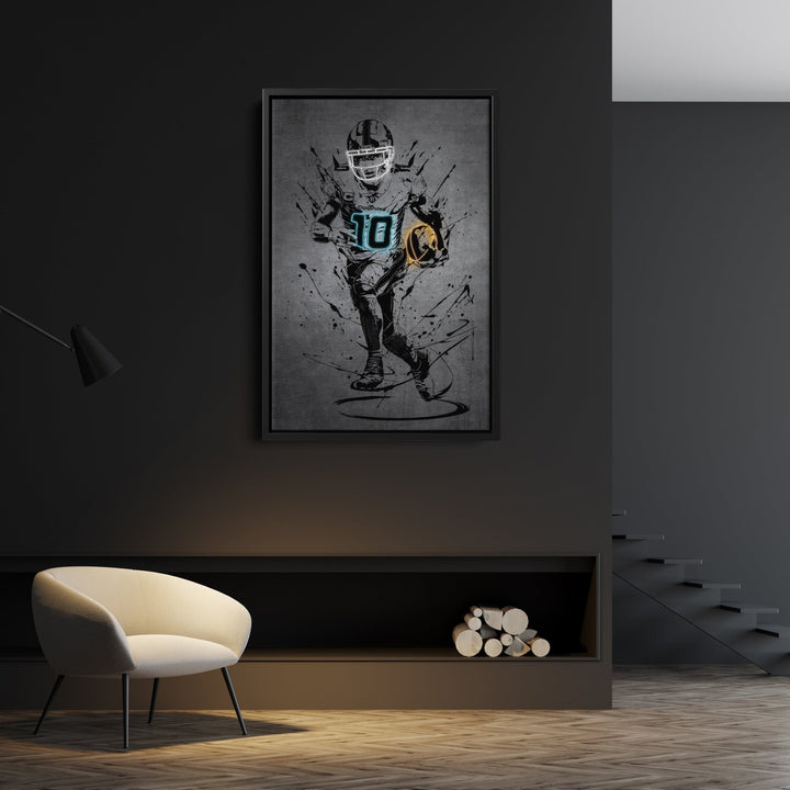 Tyreek Hill Neon Canvas Art | Modern Wall Decor for Dolphins Fans - CanvasNeon