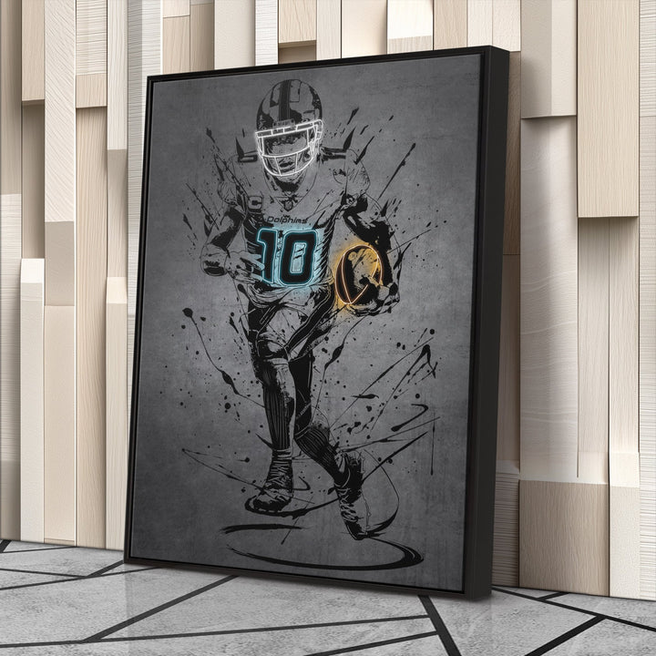Tyreek Hill Neon Canvas Art | Modern Wall Decor for Dolphins Fans - CanvasNeon