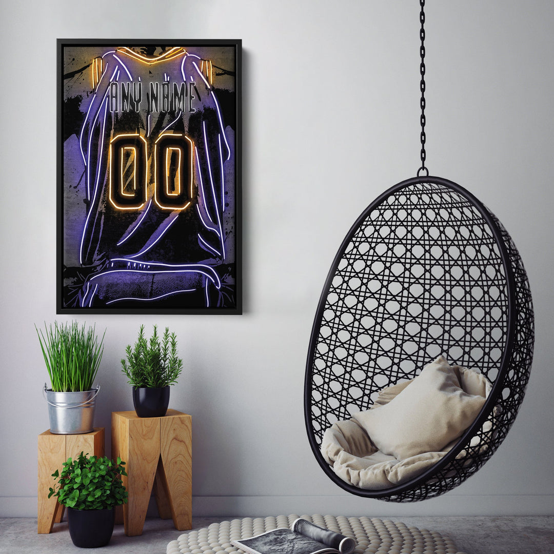Utah Jazz Custom Jersey Canvas | Neon Wall Art - CanvasNeon