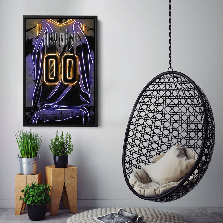 Utah Jazz Custom Jersey Canvas | Neon Wall Art - CanvasNeon