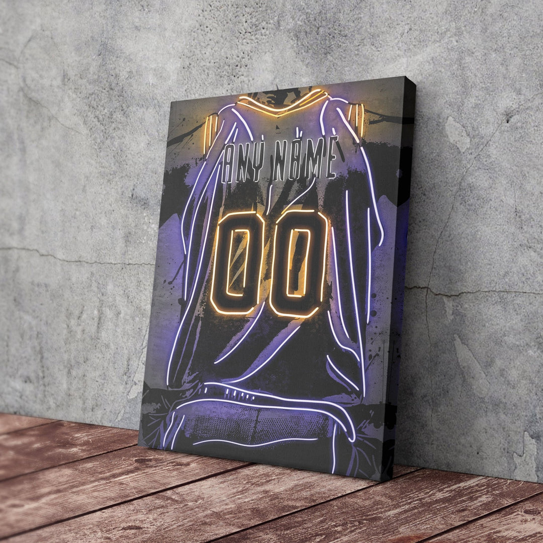 Utah Jazz Custom Jersey Canvas | Neon Wall Art - CanvasNeon