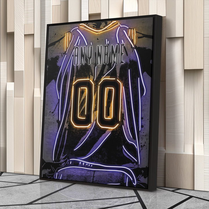 Utah Jazz Custom Jersey Canvas | Neon Wall Art - CanvasNeon