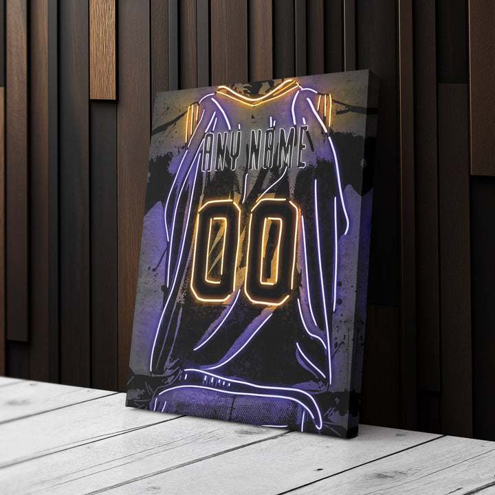 Utah Jazz Custom Jersey Canvas | Neon Wall Art - CanvasNeon