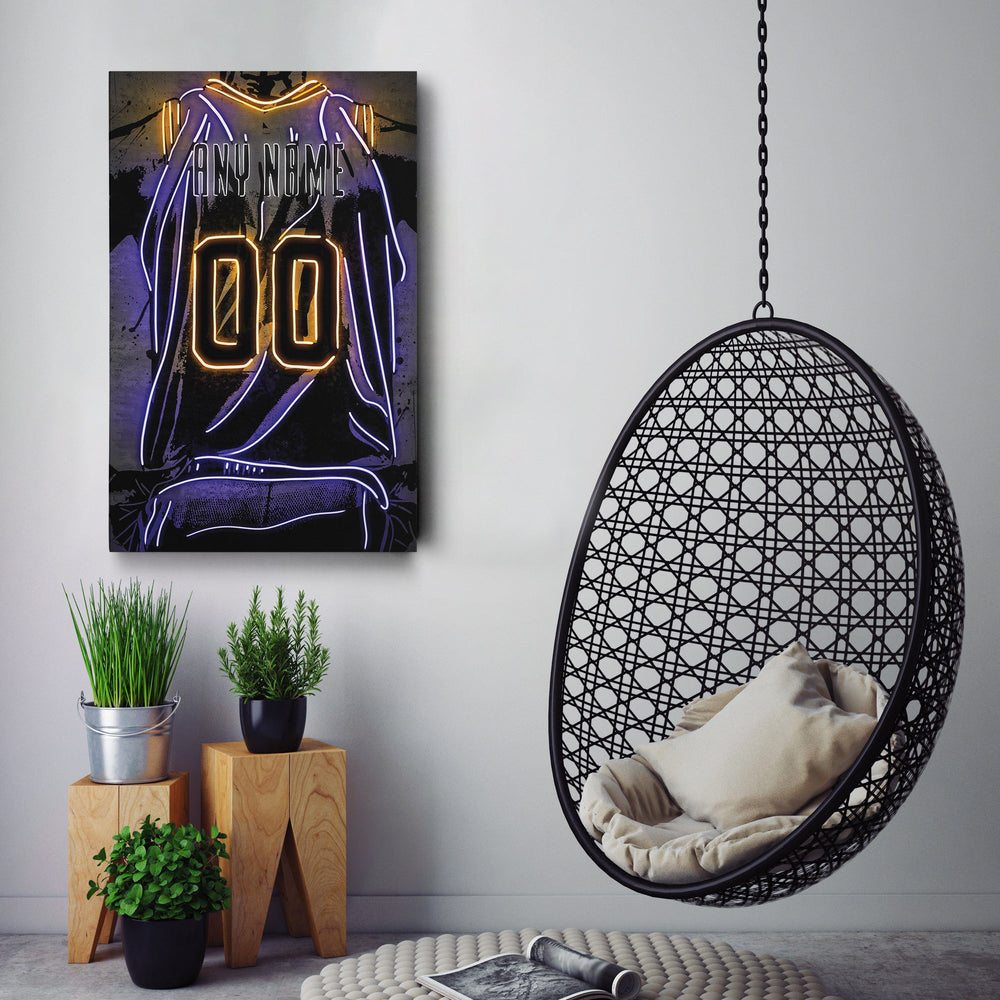 Utah Jazz Custom Jersey Canvas | Neon Wall Art - CanvasNeon