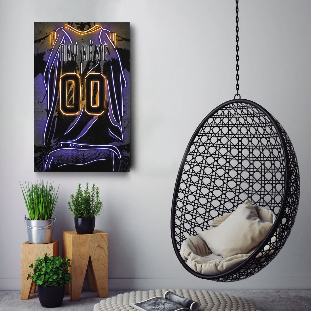 Utah Jazz Custom Jersey Canvas | Neon Wall Art - CanvasNeon