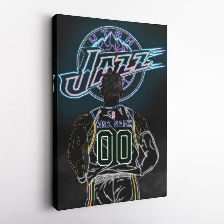 Utah Jazz Personalized Jersey Canvas | Neon Wall Art - CanvasNeon