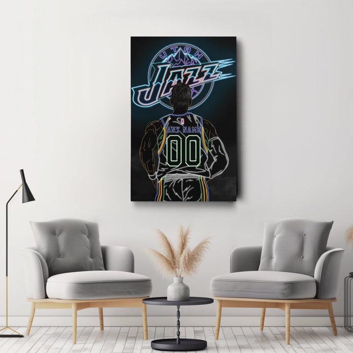 Utah Jazz Personalized Jersey Canvas | Neon Wall Art - CanvasNeon