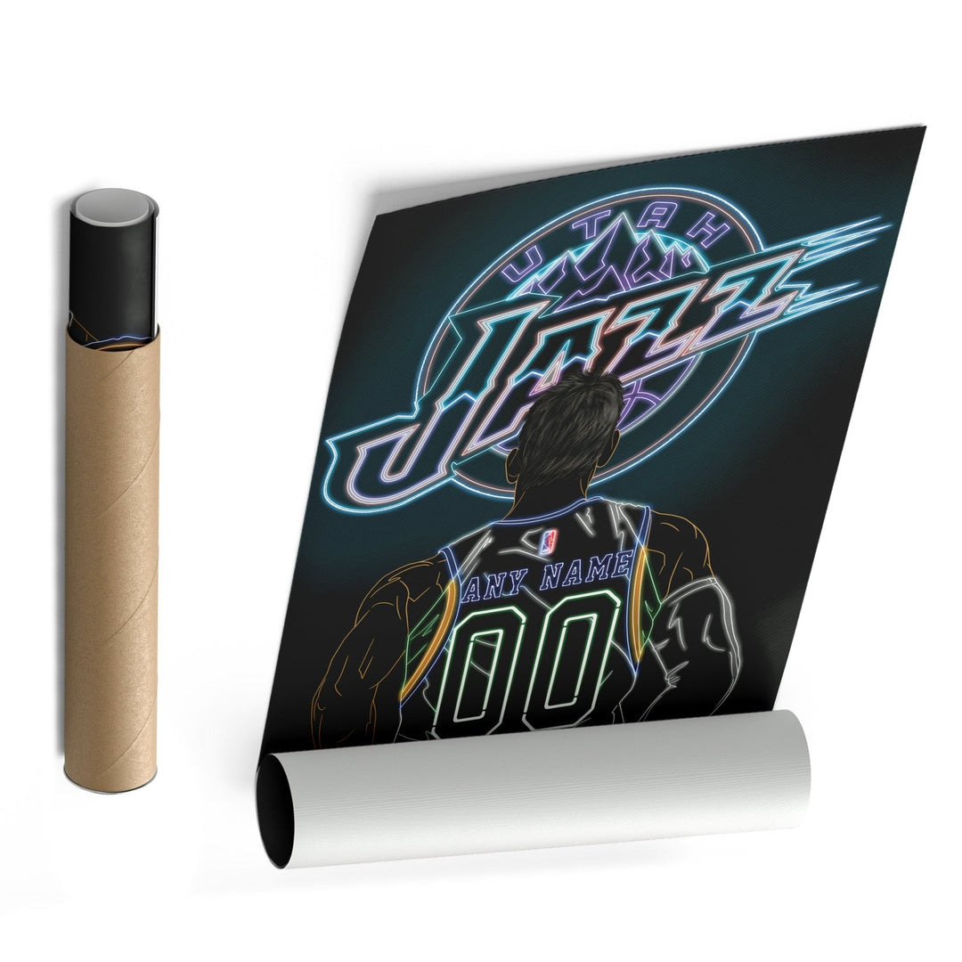 Utah Jazz Personalized Jersey Canvas | Neon Wall Art - CanvasNeon