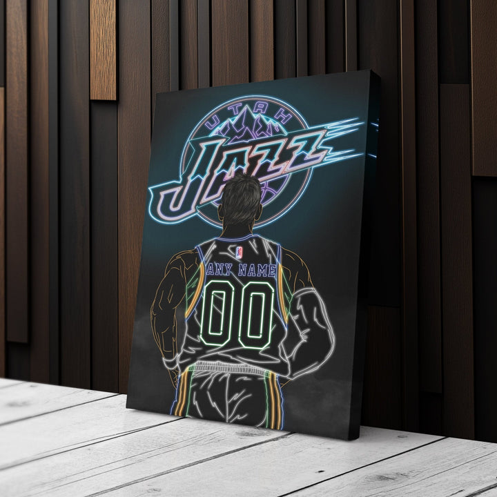 Utah Jazz Personalized Jersey Canvas | Neon Wall Art - CanvasNeon