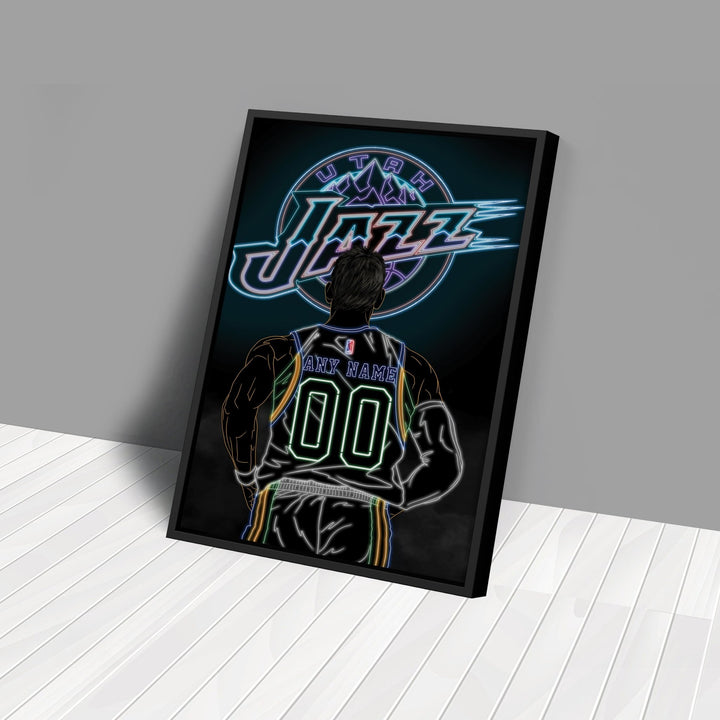 Utah Jazz Personalized Jersey Canvas | Neon Wall Art - CanvasNeon