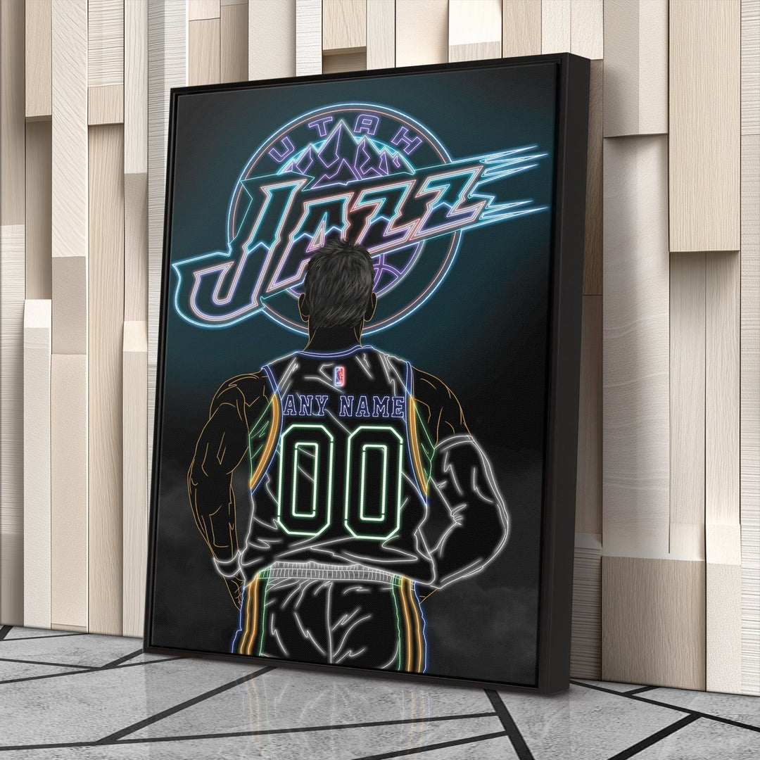 Utah Jazz Personalized Jersey Canvas | Neon Wall Art - CanvasNeon