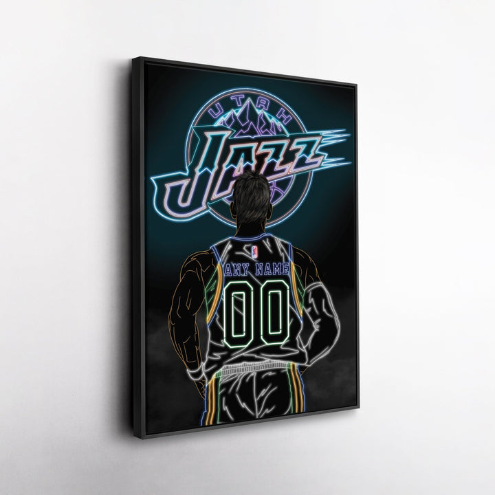 Utah Jazz Personalized Jersey Canvas | Neon Wall Art - CanvasNeon