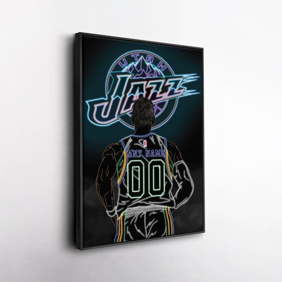 Utah Jazz Personalized Jersey Canvas | Neon Wall Art - CanvasNeon
