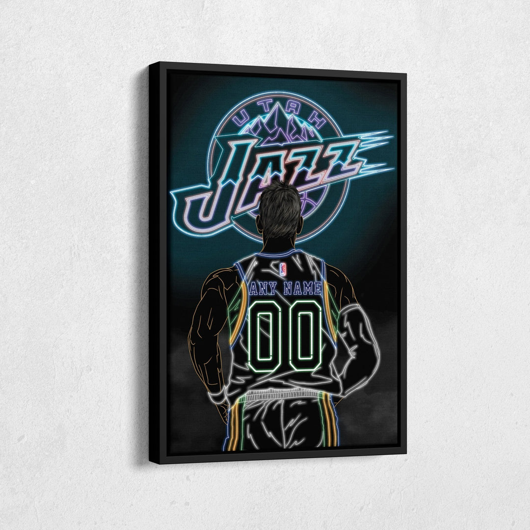 Utah Jazz Personalized Jersey Canvas | Neon Wall Art - CanvasNeon