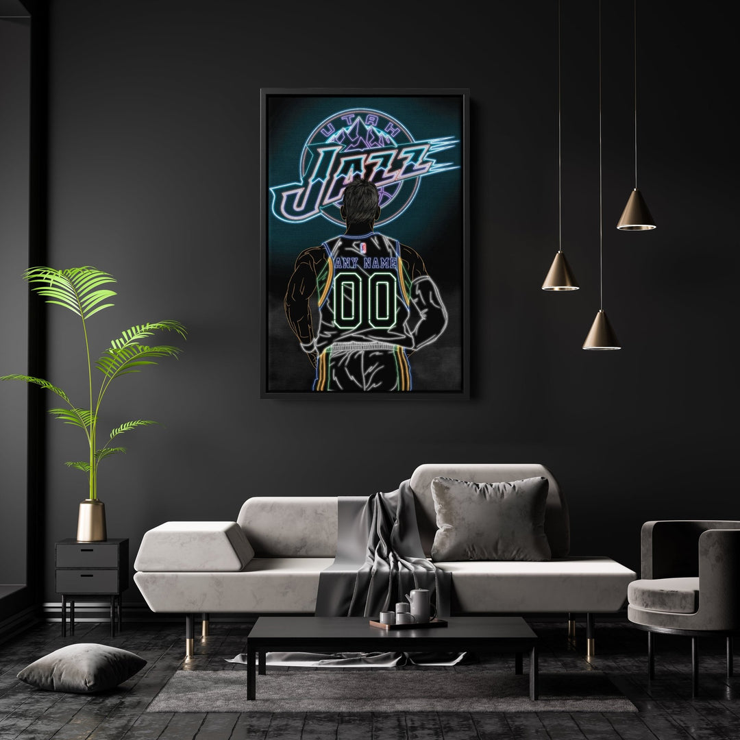 Utah Jazz Personalized Jersey Canvas | Neon Wall Art - CanvasNeon