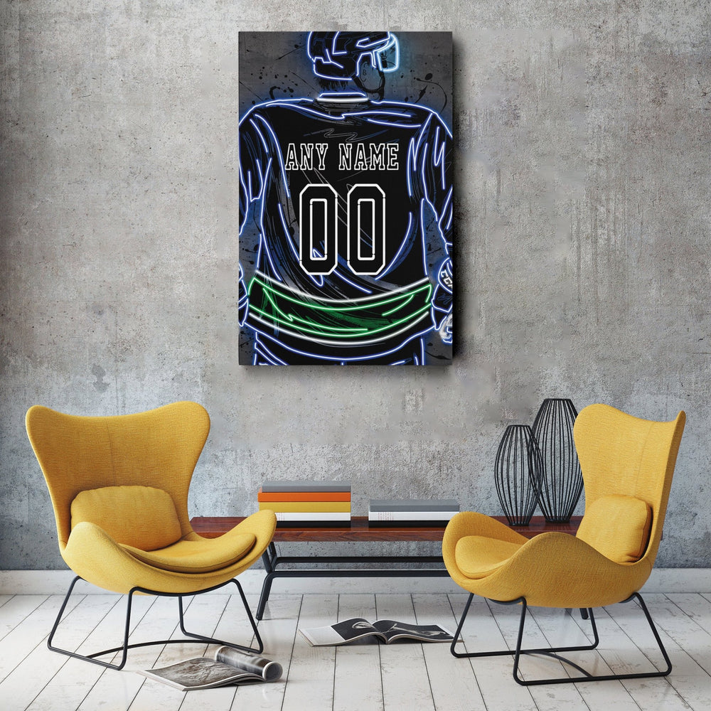 Vancouver Canucks Custom Jersey Canvas | Neon Wall Art - CanvasNeon