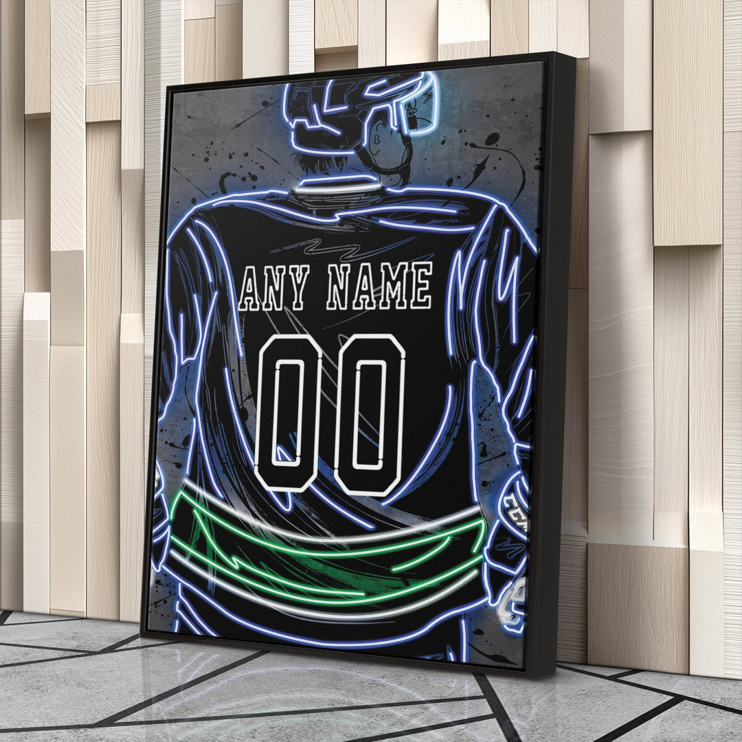Vancouver Canucks Custom Jersey Canvas | Neon Wall Art - CanvasNeon