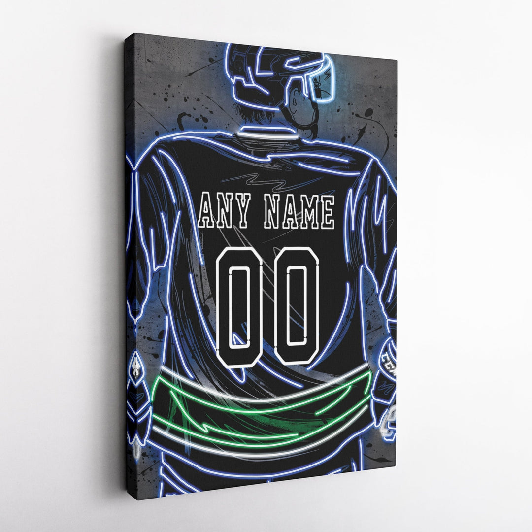 Vancouver Canucks Custom Jersey Canvas | Neon Wall Art - CanvasNeon