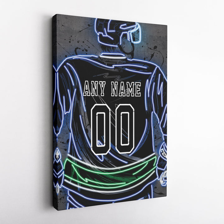 Vancouver Canucks Custom Jersey Canvas | Neon Wall Art - CanvasNeon