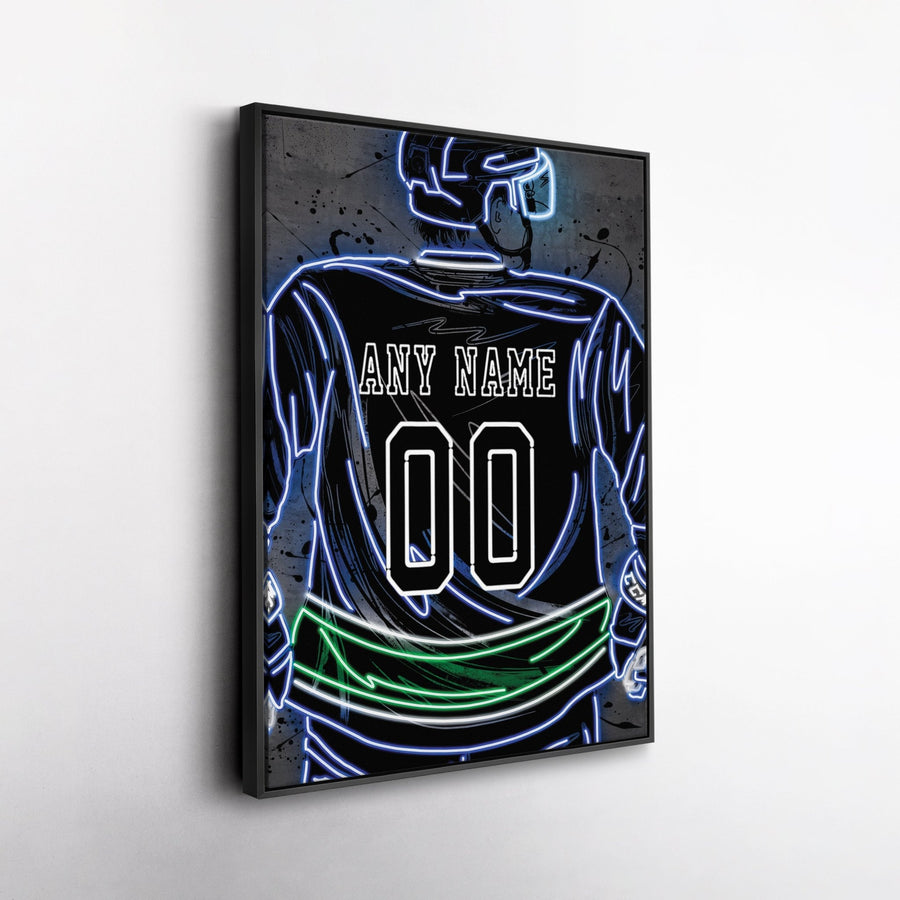 Vancouver Canucks Custom Jersey Canvas | Neon Wall Art - CanvasNeon