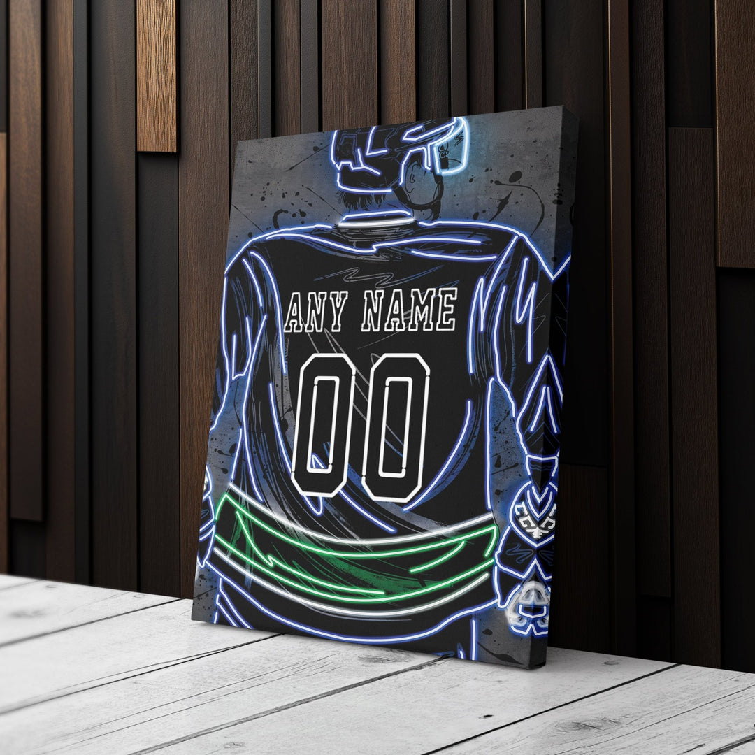 Vancouver Canucks Custom Jersey Canvas | Neon Wall Art - CanvasNeon