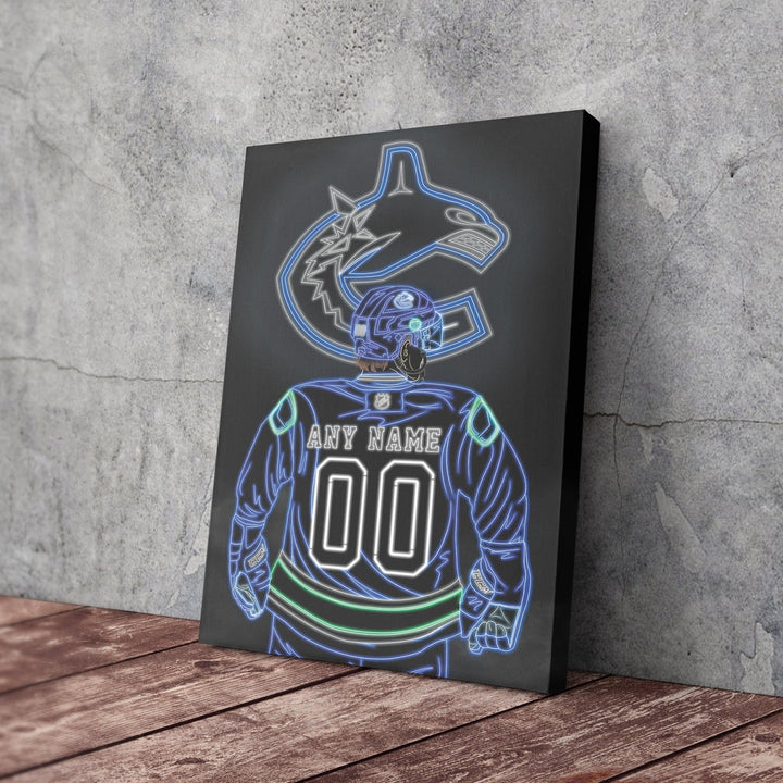 Vancouver Canucks Personalized Jersey Canvas | Neon Wall Art - CanvasNeon