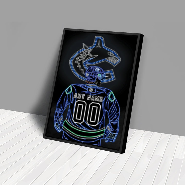 Vancouver Canucks Personalized Jersey Canvas | Neon Wall Art - CanvasNeon