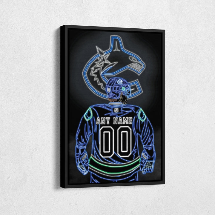 Vancouver Canucks Personalized Jersey Canvas | Neon Wall Art - CanvasNeon