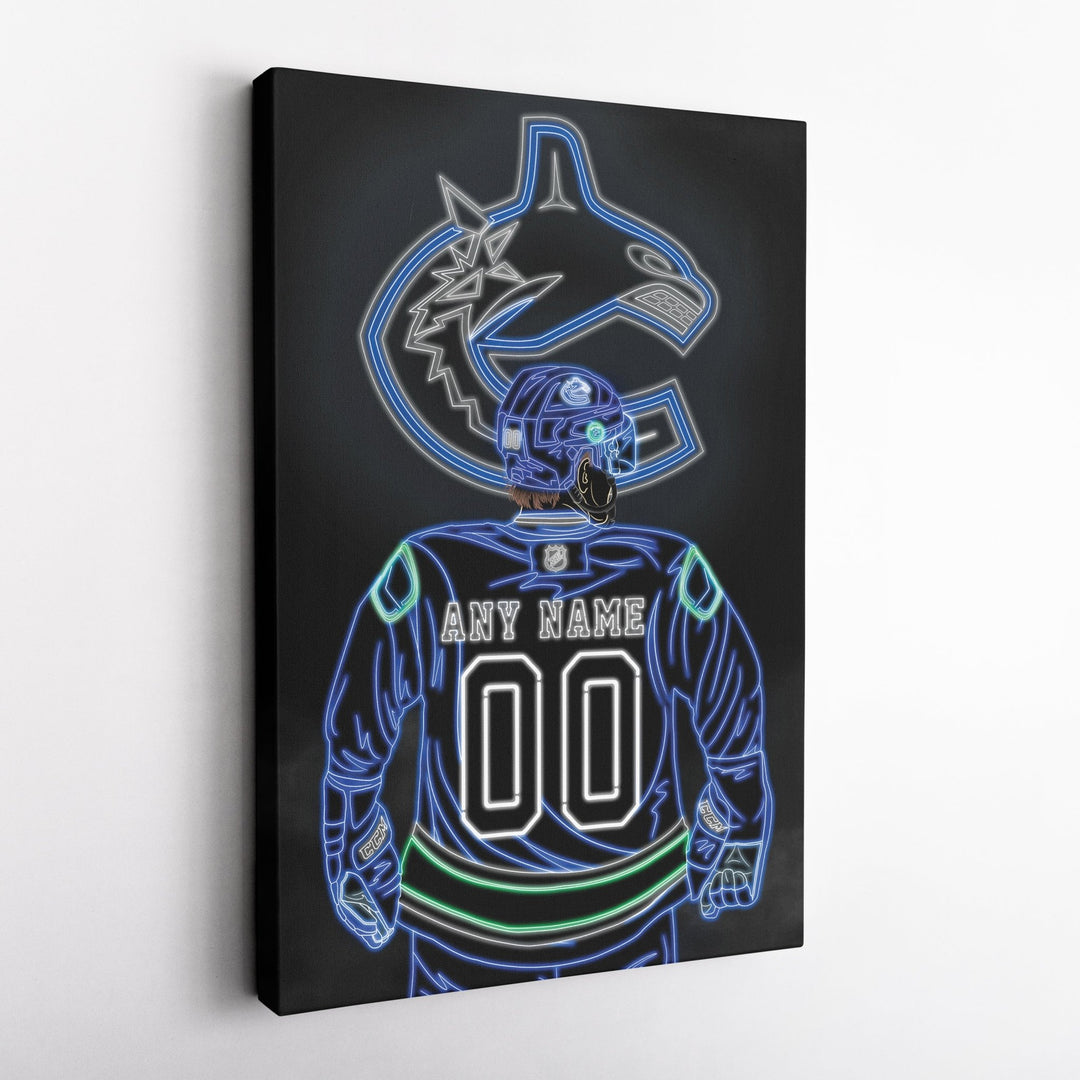 Vancouver Canucks Personalized Jersey Canvas | Neon Wall Art - CanvasNeon