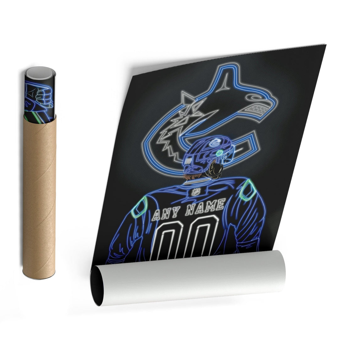 Vancouver Canucks Personalized Jersey Canvas | Neon Wall Art - CanvasNeon