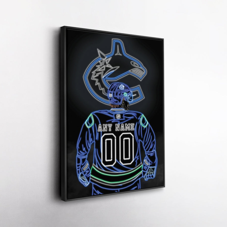 Vancouver Canucks Personalized Jersey Canvas | Neon Wall Art - CanvasNeon