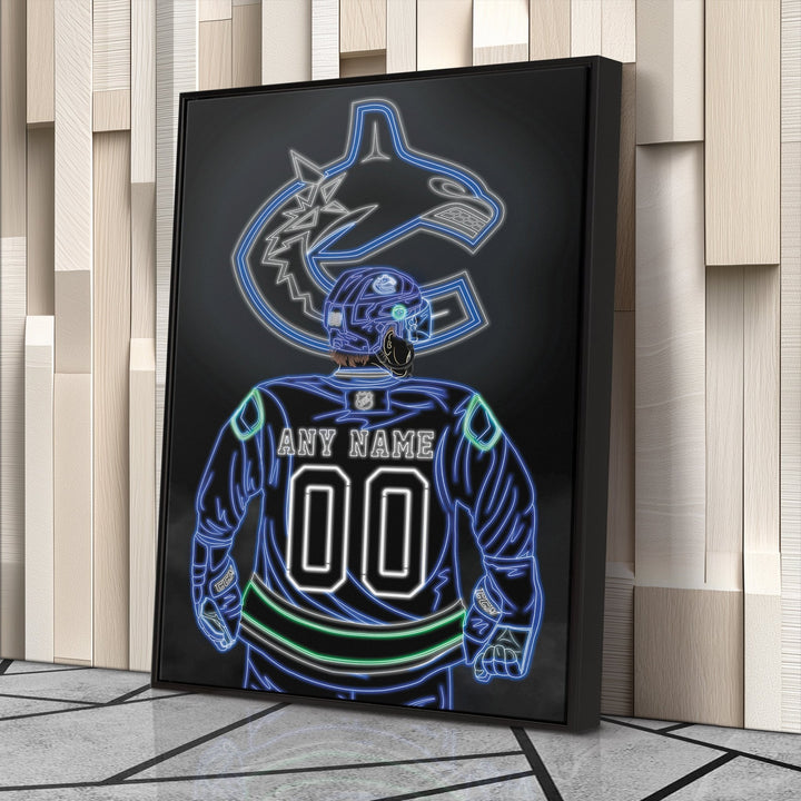 Vancouver Canucks Personalized Jersey Canvas | Neon Wall Art - CanvasNeon