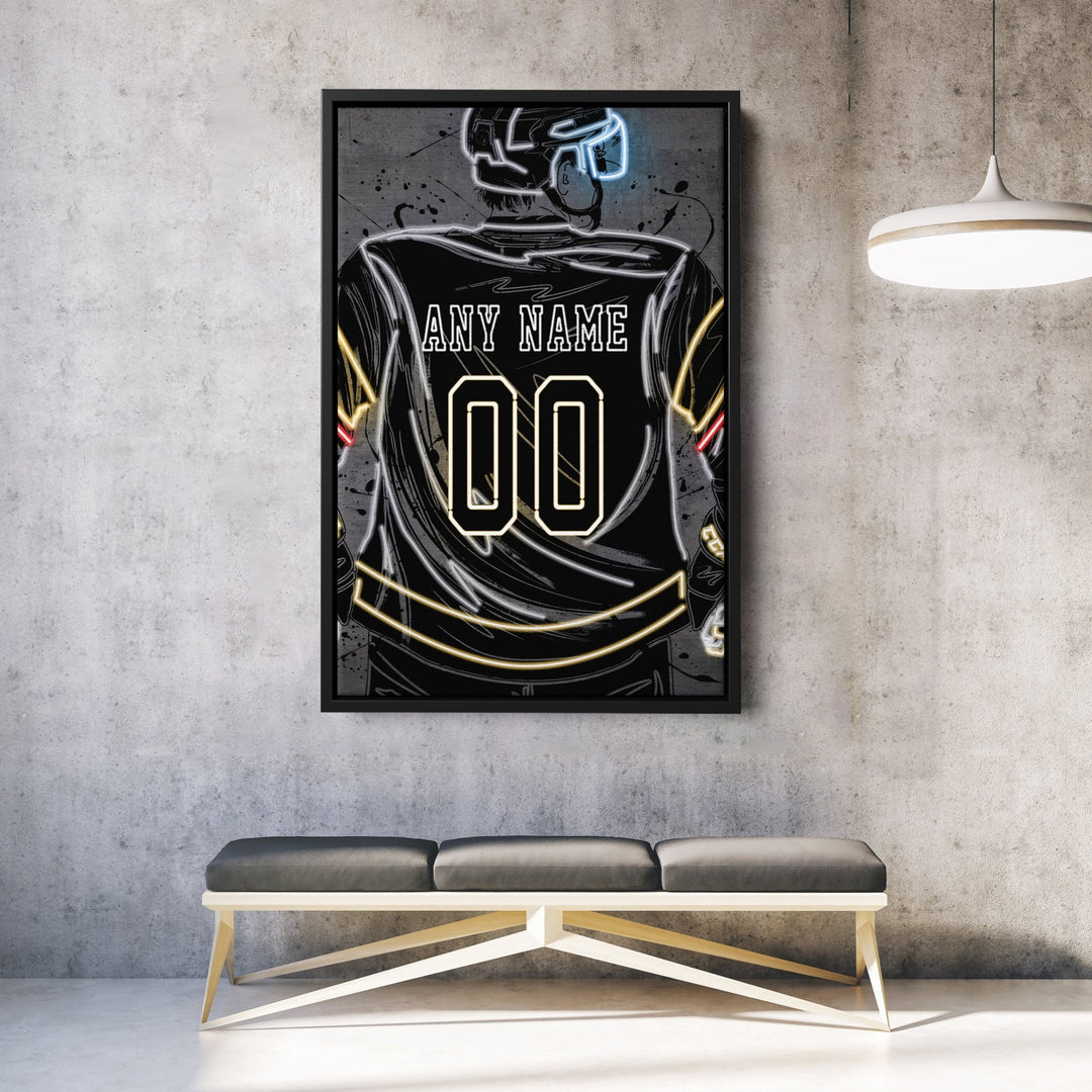 Vegas Golden Knights Custom Jersey Canvas | Neon Wall Art - CanvasNeon
