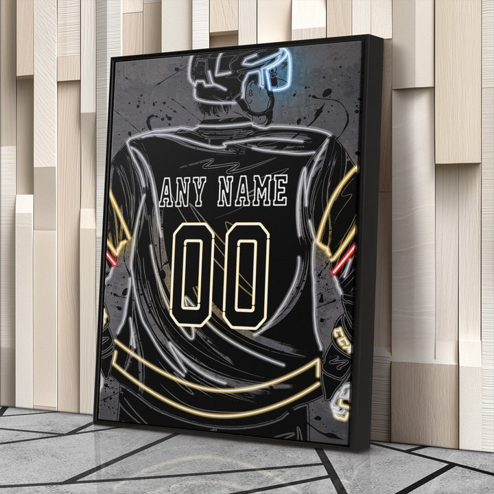 Vegas Golden Knights Custom Jersey Canvas | Neon Wall Art - CanvasNeon